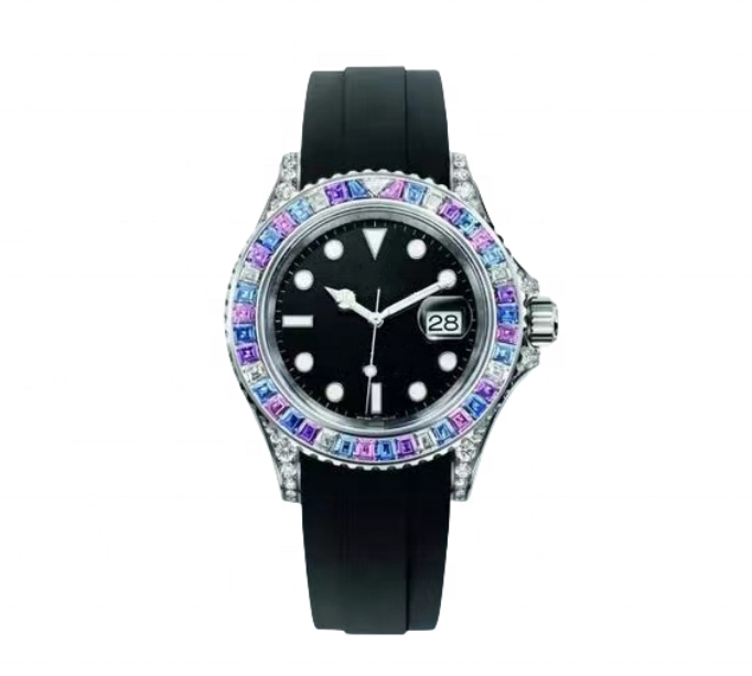 OEM Top Quality Mechanical watch JVS Factory 904L Steel 3235 Movement 126679 Rainbow Ice Cube Gem Ring Diamond Watch