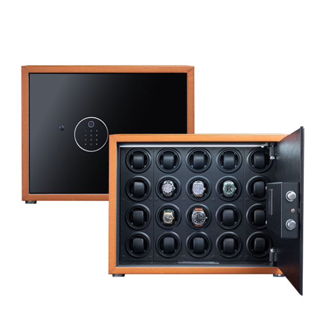 Luxury Automatic Watch Winder with Fingerprint Safe Box 20 Slot Quiet Motor Watch Storage Display Case for Mechanical Watches