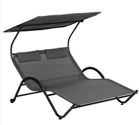 Chaise longue double patio avec auvent et oreillers Lit de soleil et chaise longue