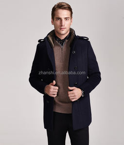 2016 Winter <strong>Mens</strong> Handmade Wool <strong>Pea</strong> <strong>Coat</strong> Double Breasted With Fur Collar - Product Image 2