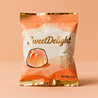 Sachet à fenêtre transparente à trois soudures latérales pour emballage de bonbons gélifiés et de chips, avec logo personnalisé imprimé, refermable à fermeture éclair, pochette plate de qualité alimentaire