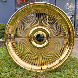Dayton ล้อลวดเหล็กปลอมแปลง13X5.5 13X7 14x6 14x7 20มม. ออฟเซ็ต100มม. PCD สายทองคำย้อนกลับได้72ซี่โครเมี่ยม - Product Image 4