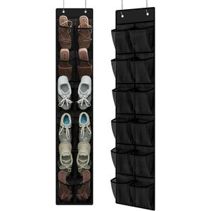 Over The Door Shoe Organizer 12 Mesh Pockets Hanging Storage For Closet Shoes <b>Black</b> - Product Image 1