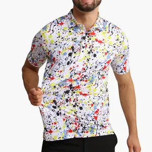 Custom Logo Full Print Breathable Quick Drying Slim Fit Men's Oversized Drop Shoulder Quick Drying Golf Dhirt