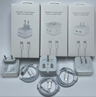 Chargeur mural PD35W pour iPhone 18, double port USB-C pliable, prise UK US EU, ensemble de charge rapide avec câble de données