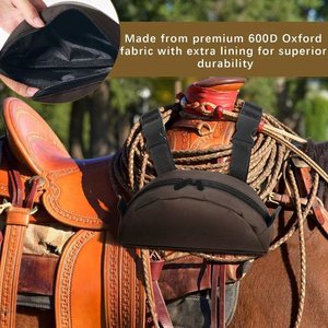 Bolsa de Sillín para Montar a Caballo, Negra, Textil, con Cierre de Cremallera, Hebilla Ajustable, para Almacenamiento de Equipo - Product Image 3