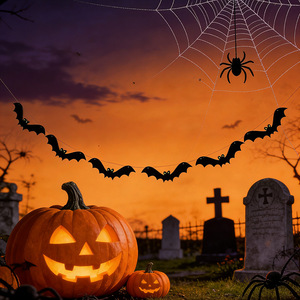 Decoración de Halloween: Guirnalda de murciélagos de fieltro, colgante para fondo, decoración colgante para fiestas y eventos. - Product Image 3