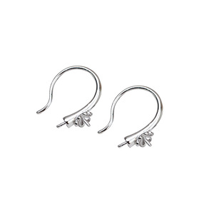 Wenchi S925 <b>Silver</b> Double Bead <b>Earrings</b> for Women Simple and Empty Support Semi-Finished <b>Pearl</b> DIY Accessories Model 16171 - Product Image 5