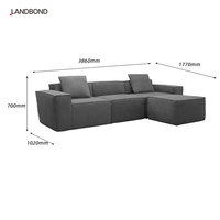 Canapé modulaire moderne en mousse sans structure, sectionnel 3 places, sans cadre, pour entrepôt et villa