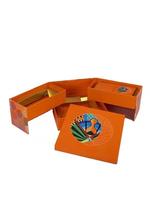 Caja de Regalo Rígida de Cartón de Doble Capa, Color Naranja Dorado, de Lujo y Alta Gama, Estilo Moderno Personalizado para Pastel Lunar