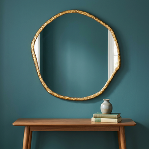 Miroir mural en laiton irrégulier fait main, bord décoratif bohème - Product Image 6