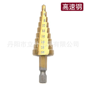 Juego de brocas escalonadas con vástago hexagonal, chapadas en titanio, 3-12, 4-12, 4-20 mm, para perforación de metal, acabado dorado - Product Image 3