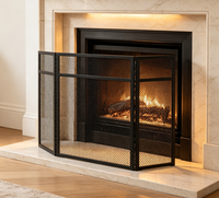Paravent de cheminée décoratif noir à 3 panneaux, pliable, en maille de fer, pare-étincelles, barrière de protection autoportante pour salon domestique, vente en gros