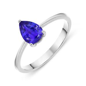 Bague de mariage en argent sterling 925 avec pierre de tanzanite en forme de poire - Product Image 1