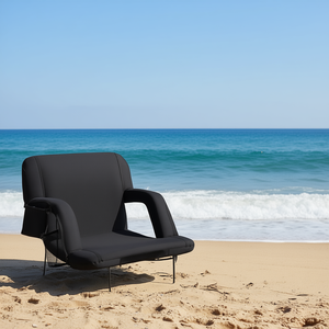 Portable Padded Reclining Chair With Back Support For Beach Sports Outdoor Use Metal Frame Fabric Seat - Product Image 2