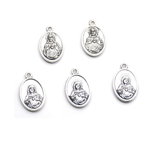 Pendentif statue du Sacré-Cœur en alliage de zinc, argent antique, 2,6 cm, pour la fabrication de colliers - Product Image 2