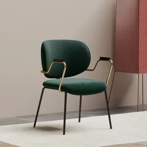 Chaise d'accent de salon de luxe à base métallique en acier, design moderne, chaise de salle à manger, chaise de salle à manger, chaises d'hôtel en velours
