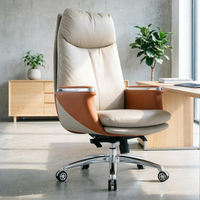 Chaise de direction en cuir de luxe de style italien à dossier haut |   Fauteuil de direction inclinable bicolore avec réglage en hauteur
