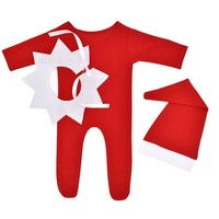 Accessoires de photographie pour nouveau-nés, combinaisons en coton d'hiver de Noël avec chapeau, vêtements personnalisés pour bébé unisexe, costume de Père Noël