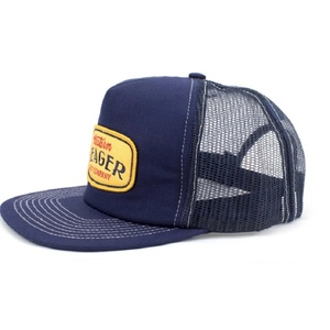 Casquettes de camionneur plates personnalisées à 5 panneaux, bleu marine, avec patch - Product Image 2