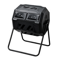 Poubelle à compost robuste pour jardin, cour, usage extérieur, tambour rotatif de compostage des déchets 160L