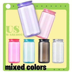 Bouteille d'eau en plastique transparente de 16 oz, en acrylique, durable, en forme de canette de bière ou de soda, avec couvercle en PP et paille – Expédition depuis l'entrepôt américain - Product Image 2