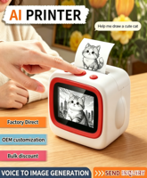 Printer Mini AI Kontrol Suara Pembuat Stiker Instan Portabel Nirkabel BT Printer Foto Saku untuk Hadiah Kreatif