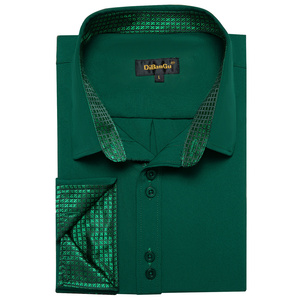 Nuova Camicia da <span class=keywords><strong>Uomo</strong></span> <span class=keywords><strong>Verde</strong></span> Mare con Inserti in Seta, Maniche Lunghe, Formale da Ufficio, Vestibilità Slim, Camicie Sociali, Abbigliamento Maschile - Product Image 4