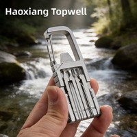 Haoxiang Carte Outil Multifonction 13-en-1 en Acier Inoxydable EDC, Tournevis Pliant, Ouvre-Bouteille, Support Téléphone pour Activités de Plein Air