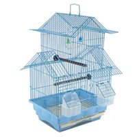 Cage à oiseaux multi-voûtes bien équipée, portable, avec poignée supérieure, jouet balançoire cloche, perchoirs en métal et plastique, plateau en plastique amovible, simple