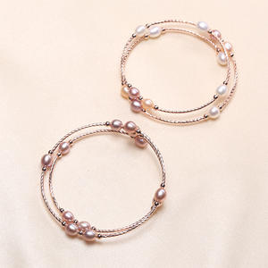 Bracelets et joncs ovales élégants en perles, faits à la main, double cercle, petits accessoires, vente en gros pour la mise en place de stands - Product Image 3