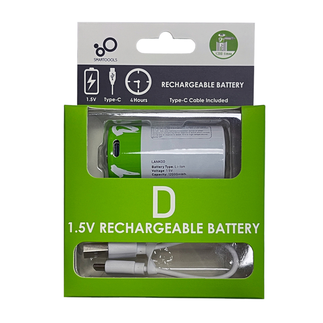 OEM Lithium Battery D Size 1.5V Rechargeable 12000mWh 1200 Cycles for Telescope Non Cr123a Er34615m Li-socl2 Cell Smartoools