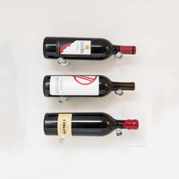 Présentoir de bouteille de vin mural en acrylique personnalisé avec cheville de poteau cheville de présentation de vin flottant en acrylique transparent