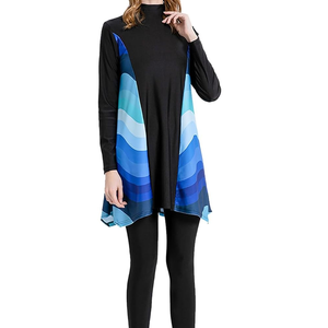 Burkini Hijab uni avec fermeture éclair OEM, grande taille, maillot de bain islamique musulman, couvrant imperméable avec imprimé, style bikini à coupe haute devant - Product Image 4