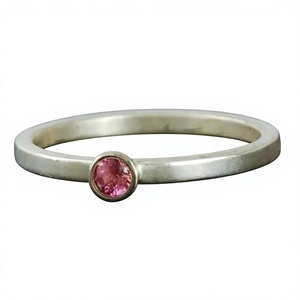 Minimalist <b>925</b> <b>Silver</b> Pink Tourmaline <b>Ring</b> Bezel Setting Gemstone <b>Rings</b> Unisex Everyday Wear - Product Image 1