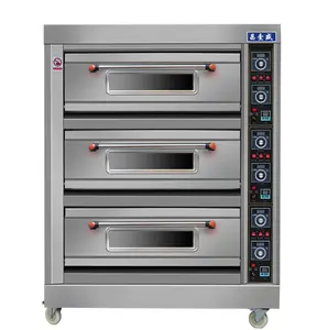 Commercial large baking oven for bread three deck six tray electric 3 layer 6 trays deck oven