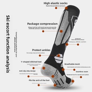 Chaussettes <span class=keywords><strong>de</strong></span> <span class=keywords><strong>ski</strong></span> professionnelles <span class=keywords><strong>pour</strong></span> jeunes, en mélange <span class=keywords><strong>de</strong></span> laine épaisse, rayées, à séchage rapide, antidérapantes, résistantes au froid, à compression haute, <span class=keywords><strong>pour</strong></span> - Product Image 4