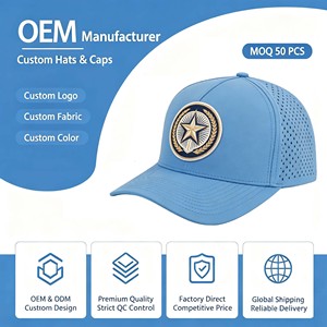 Gorra de Golf de 5 Paneles Personalizada al por Mayor, de Secado Rápido, Impermeable, Ligera, Perforada, Sublimada, con Orificios Cortados con Láser, para Niños, con Cierre a Presión - Product Image 1