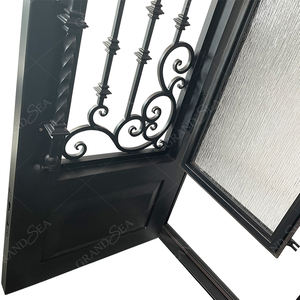 Porte d'entrée en fer forgé, modèle moderne, en fonte, avec verre, porte d'entrée, pour Villa, prix d'usine - Product Image 4