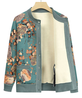 Nouveauté automne et hiver impression cardigan tricoté épais pour femmes chez la mère âgée robe chaude lâche vieille dame manteau
