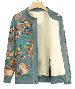 Nuovo arrivo autunno e inverno stampa <span class=keywords><strong>cardigan</strong></span> lavorato a maglia da donna spessa nel vestito da madre anziana caldo cappotto sciolto da donna - Product Image 1