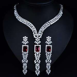 HIBRIDE Últimas Design Indiano Jóias Mulheres Conjuntos De Jóias De Noiva Com Colar Brincos Set Mulheres Vestido Do Partido Acessórios N-1054 - Product Image 4