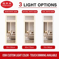 Miroir sur pied décoratif classique de qualité supérieure, miroir mural avec éclairage LED intégré, miroir de corps entier avec cadre en métal