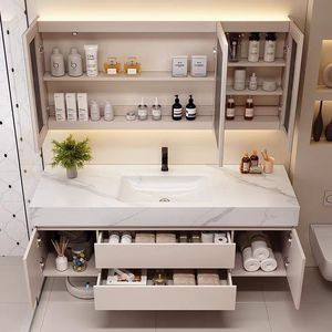 Luxury white <b>bathroom</b> cabinet smart mirror cabinet white washbasin hanging cabinet body - Product Image 2