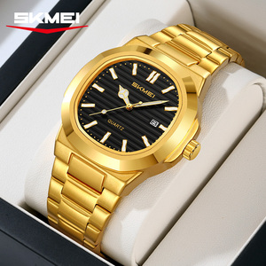 Montre pour homme en acier inoxydable, montre à quartz pour homme, logo personnalisé OEM, cadran carré, étanche 3ATM, style classique rétro, montres dorées - Product Image 2