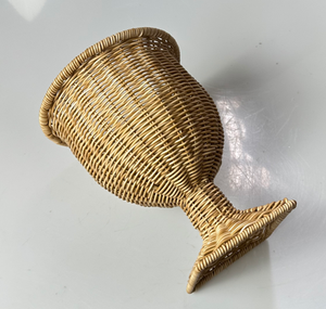 Chine fait à la main en plastique rotin tissé porte-fleur décoratif rotin vase rotin panier en beige et gris - Product Image 3