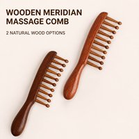 Peigne de massage en bois en gros, 10 dents en bambou, masseur de cuir chevelu et corporel, logo personnalisé, bois de santal, Cumaru, OEM, kit d'outils cadeau pour salon