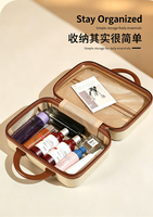 Mini trousse à cosmétiques Macaron ABS, boîte de rangement pour maquillage avec fermeture éclair et sangle élastique, mini valise rigide portable pour femmes OEM