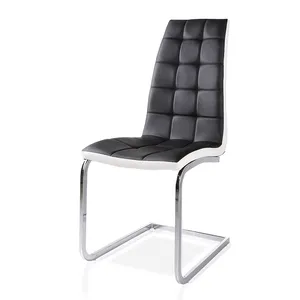 Современные Роскошные нордические стулья для кафетерия, черный кожаный обеденный стул с металлической ножкой