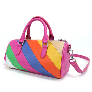 Sac fourre-tout arc-en-ciel en cuir souple PU pour femme, sac bandoulière de luxe à longue sangle coloré - Product Image 4